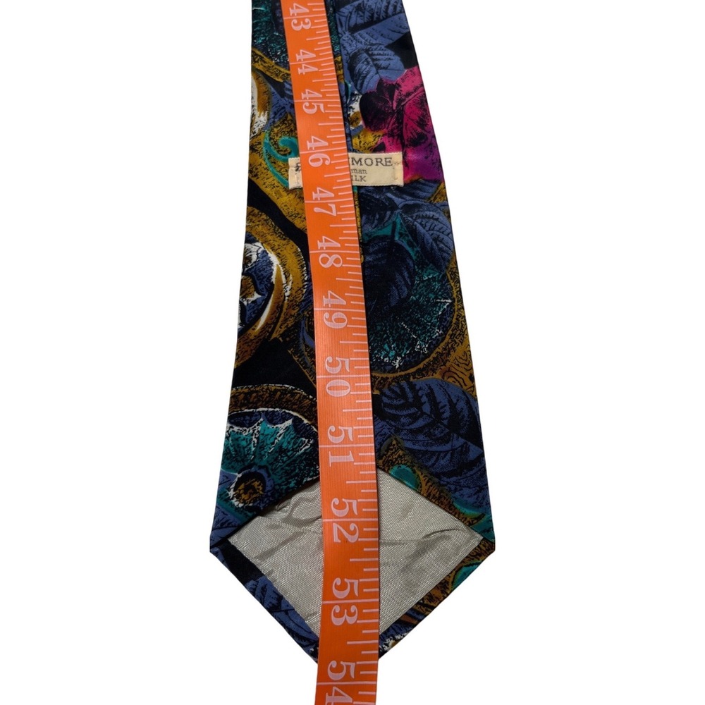 Vintage Strathmore Richman Silk Tie Bold Rose Floral Baroque Maximalist - Picture 6 of 7